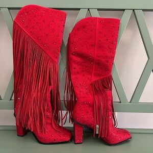 Jessica Simpson red rhinestone cowboy boots